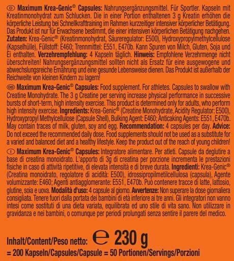 Weider Krea Genic Buffered Creatine Capsules | 200 Capsules