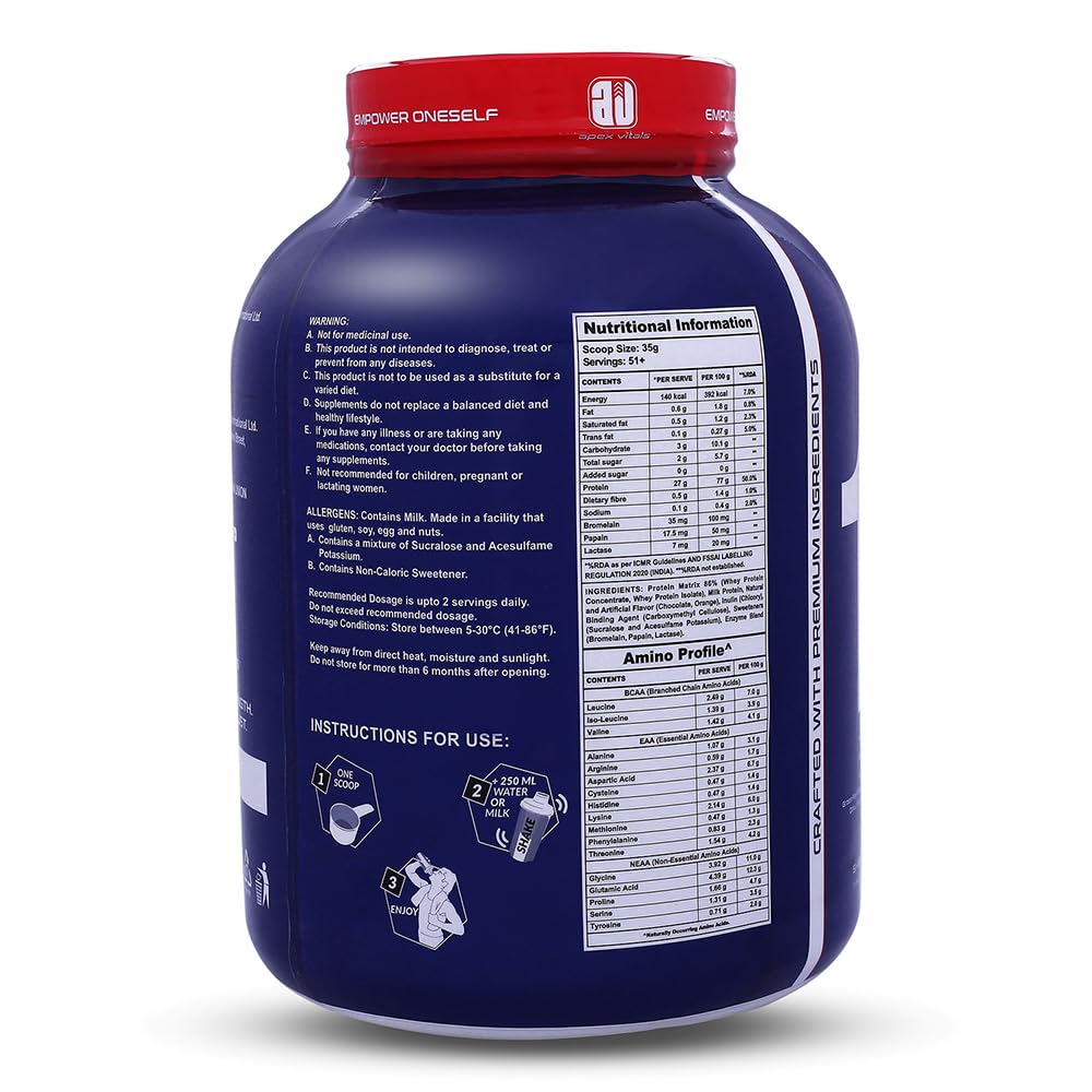 Apex Vitals 1 Whey with Digestive Enzymes - 4 Lbs