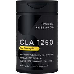 Sports Research CLA 1250 Max Strength | 95% Conjugated Linoleic Acid | 90 Softgels