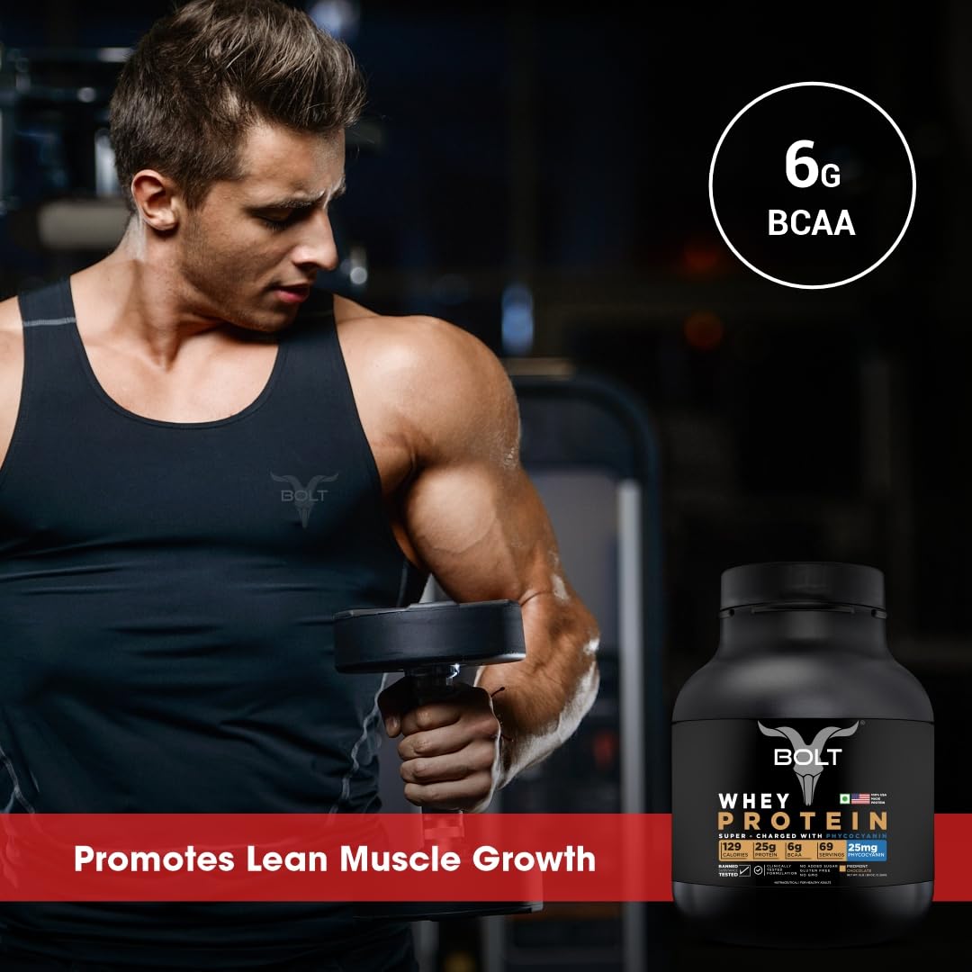 Bolt Nutrition 100% Whey Protein Powder | Muscle Recovery & Lean Muscle Support | 5lbs, 69 Servings