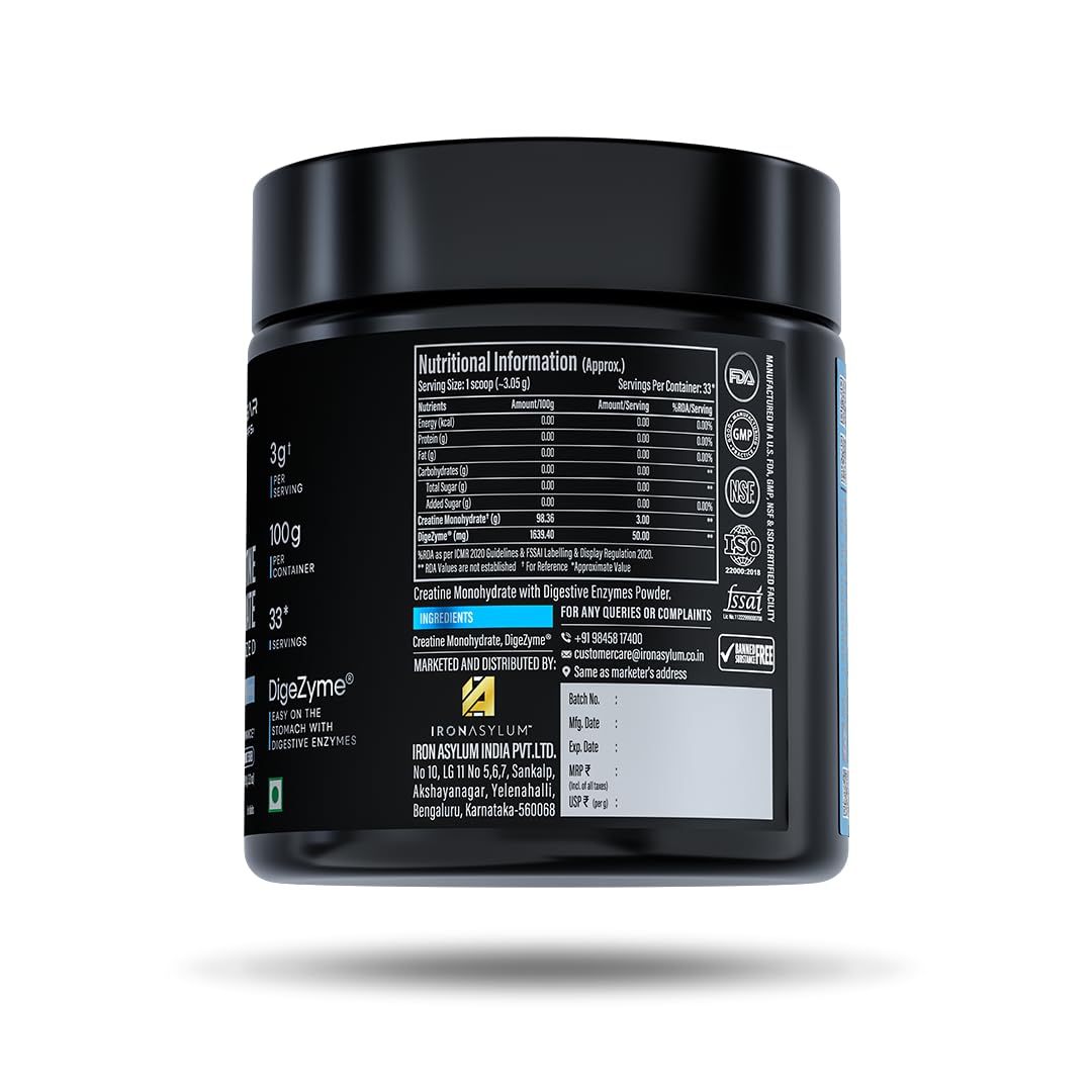 Clear Supps Creatine Monohydrate Micronized with DigeZyme 100g | Unflavoured
