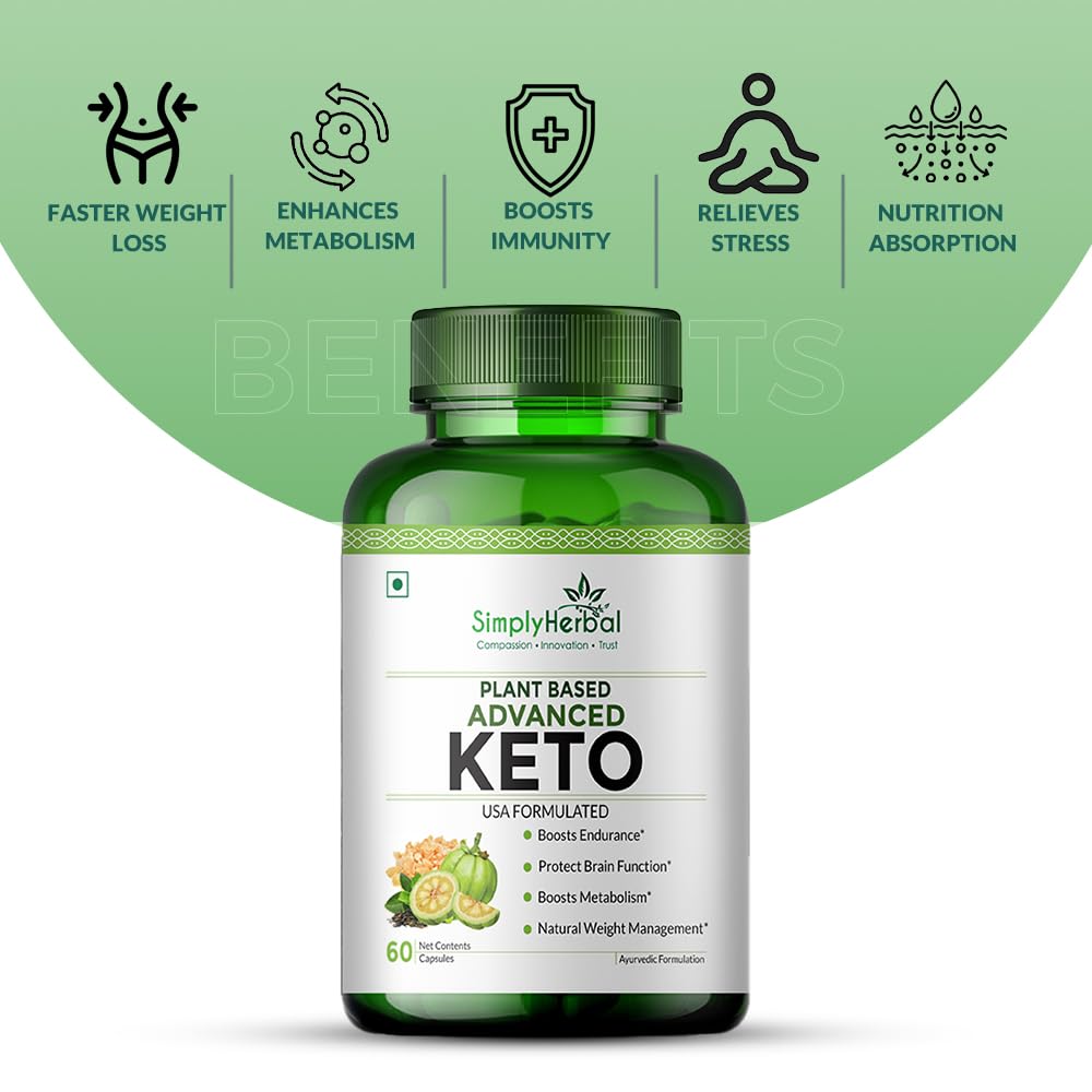 Simply Herbal Advanced Keto 1000mg | Green Tea, Coffee & Garcinia Cambogia | 60 Capsules
