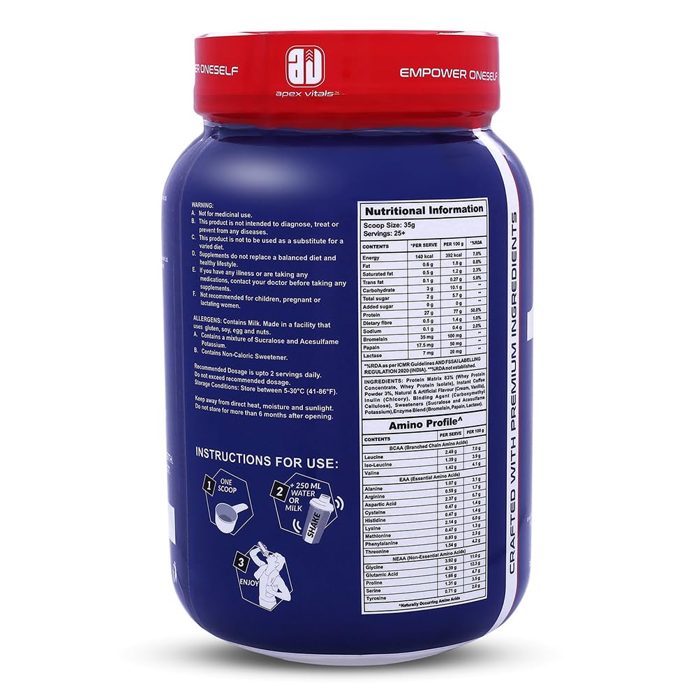 Apex Vitals 1 Whey with Digestive Enzymes - 2 Lbs