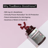 TrueBasics Glutathione Supplement | 30 Tablets | Nutroxsun, Biotin & Vitamin E