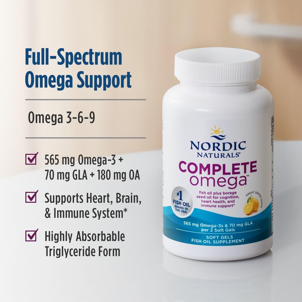 Nordic Naturals Complete Omega | 565mg Omega-3 Fish Oil | EPA & DHA | GLA & OA | 60 Softgels