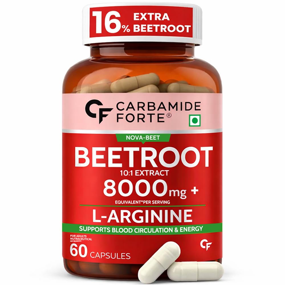 Carbamide Forte Beetroot Extract Capsules with L-Arginine & Grape Seed | 60 Capsules