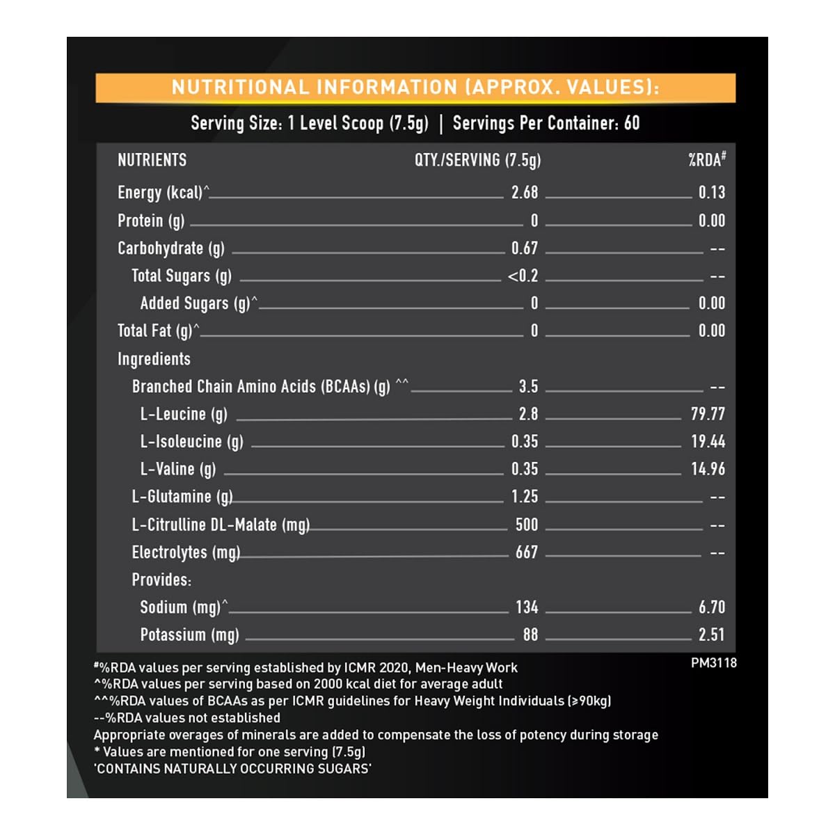 MuscleBlaze BCAA Gold 8 : 1 : 1 450 Gms