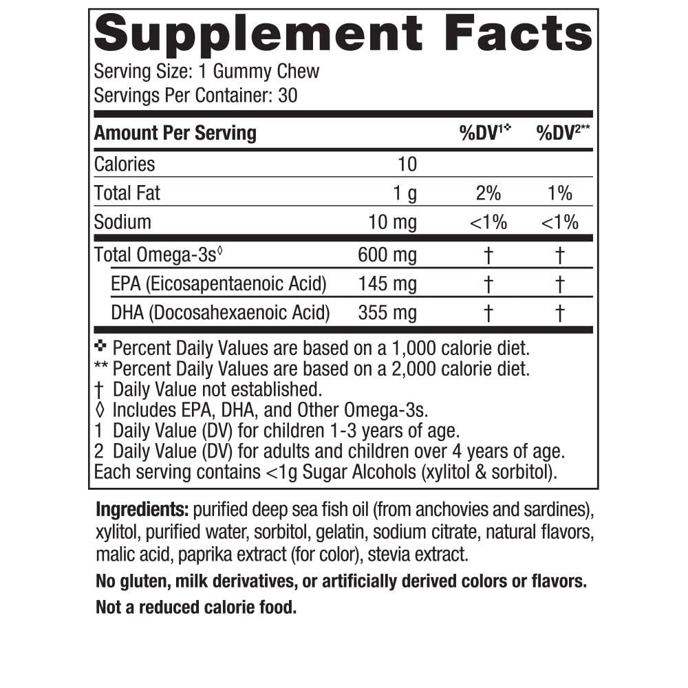 Nordic Naturals Children's DHA Gummy Chews | 600mg Omega-3 per Gummy | 30 Gummies