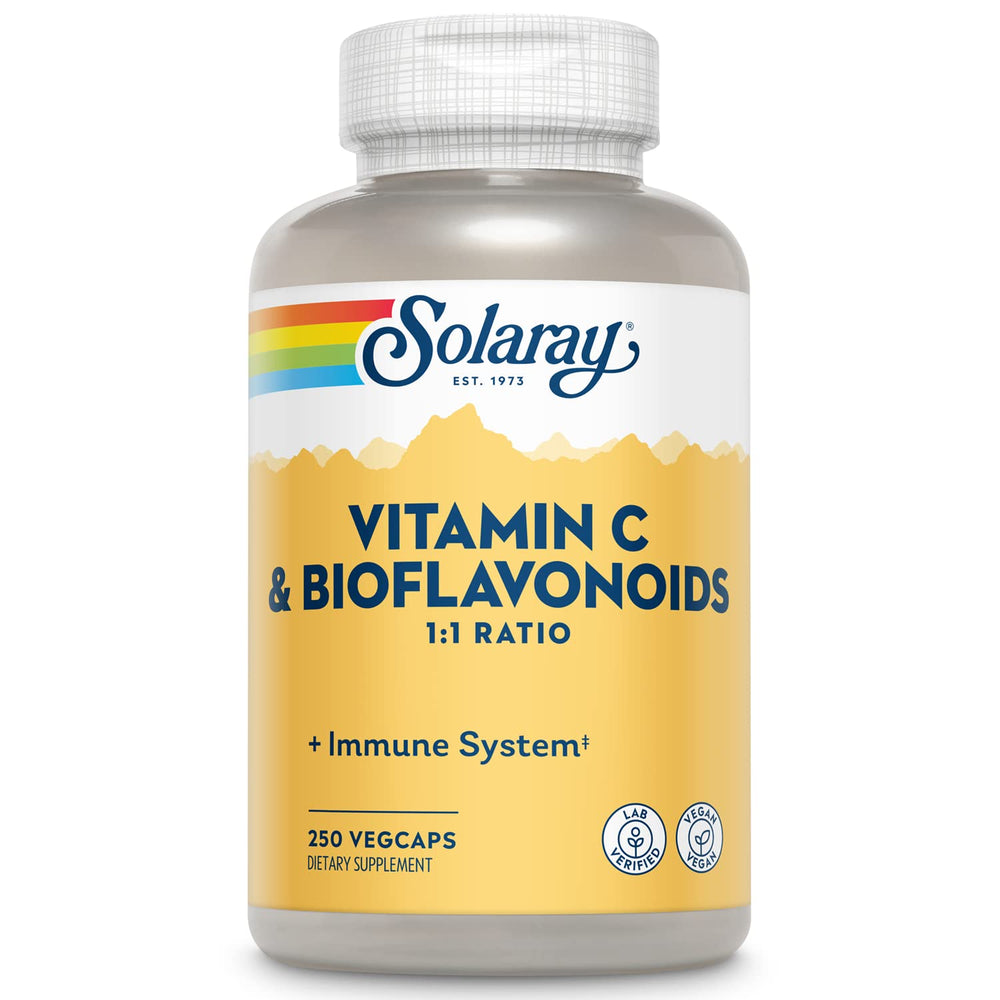 SOLARAY Vitamin C 500mg | Citrus Bioflavonoids, Rose Hips & Acerola | 250 Capsules