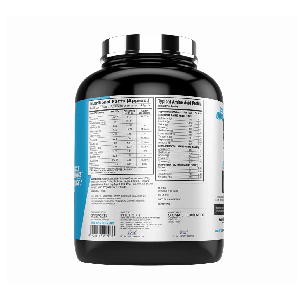 BPI Sports Bulk Muscle XL Mass Gainer- 3kg