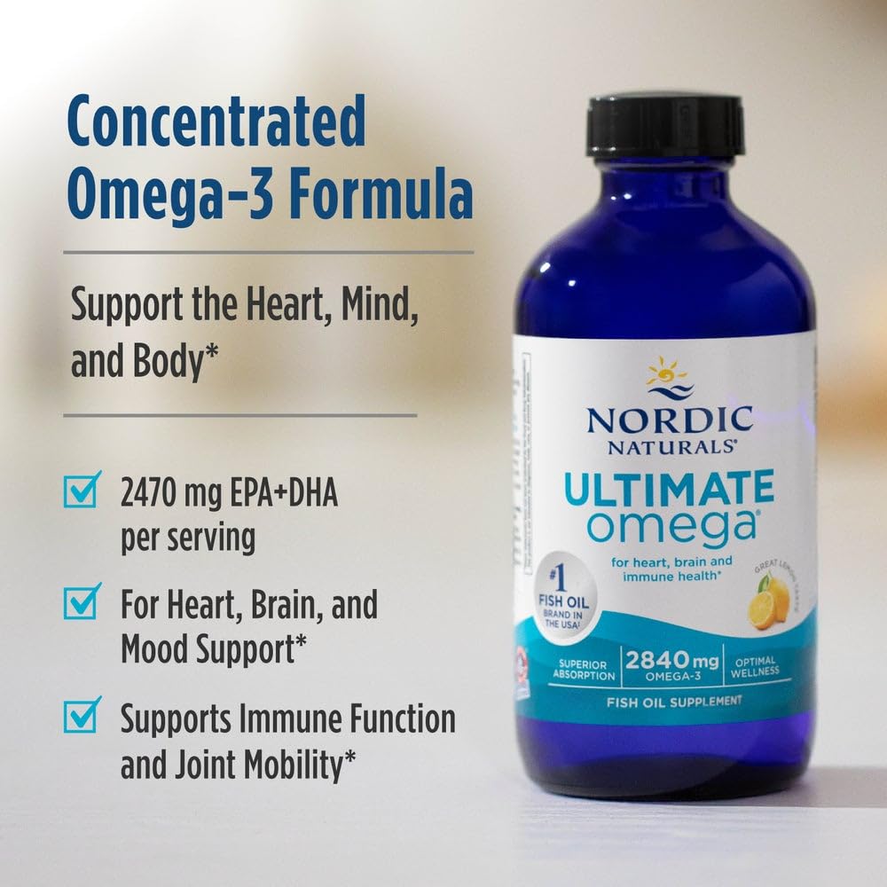 Nordic Naturals Ultimate Omega 3 Fish Oil Liquid 2840mg | EPA & DHA | 119ml (4 Oz)