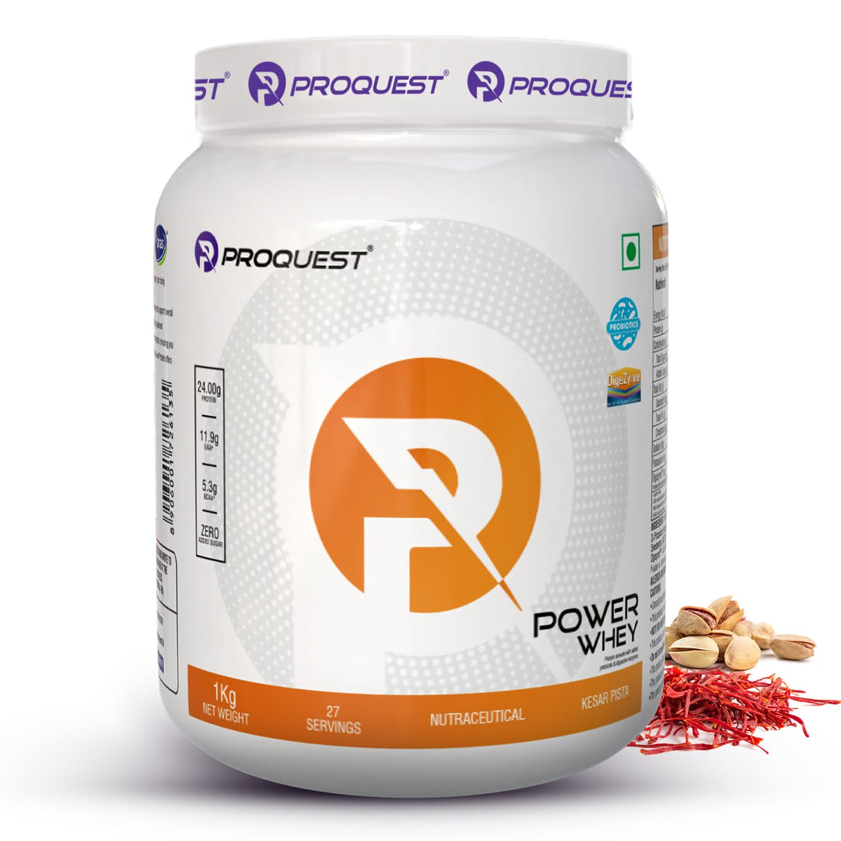 Proquest Power Whey Protein | 24g Protein Per Scoop | 5.3G Bcaa & 11.9G Eaa | Added Probiotics & Digezyme For Fast & Easy Digestion | 1 Kg