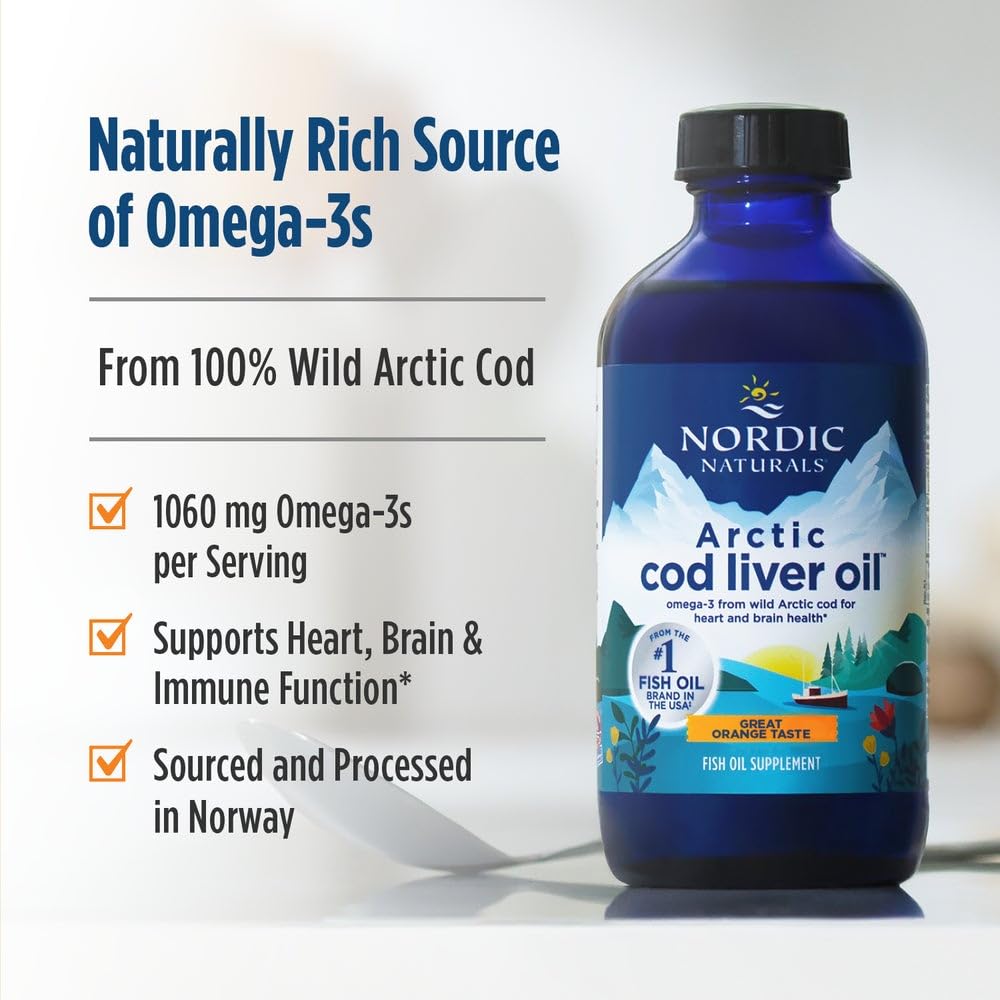 Nordic Naturals Arctic Cod Liver Oil | 1060mg Omega-3 Fish Oil | EPA & DHA | 237ml (8 Oz)