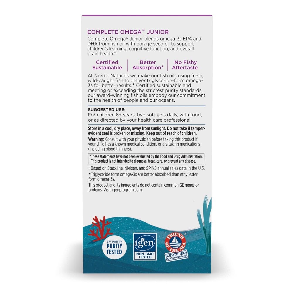 Nordic Naturals Complete Omega Junior | 283mg Omega-3 Fish Oil | EPA, DHA, GLA & OA | 180 Mini Softgels
