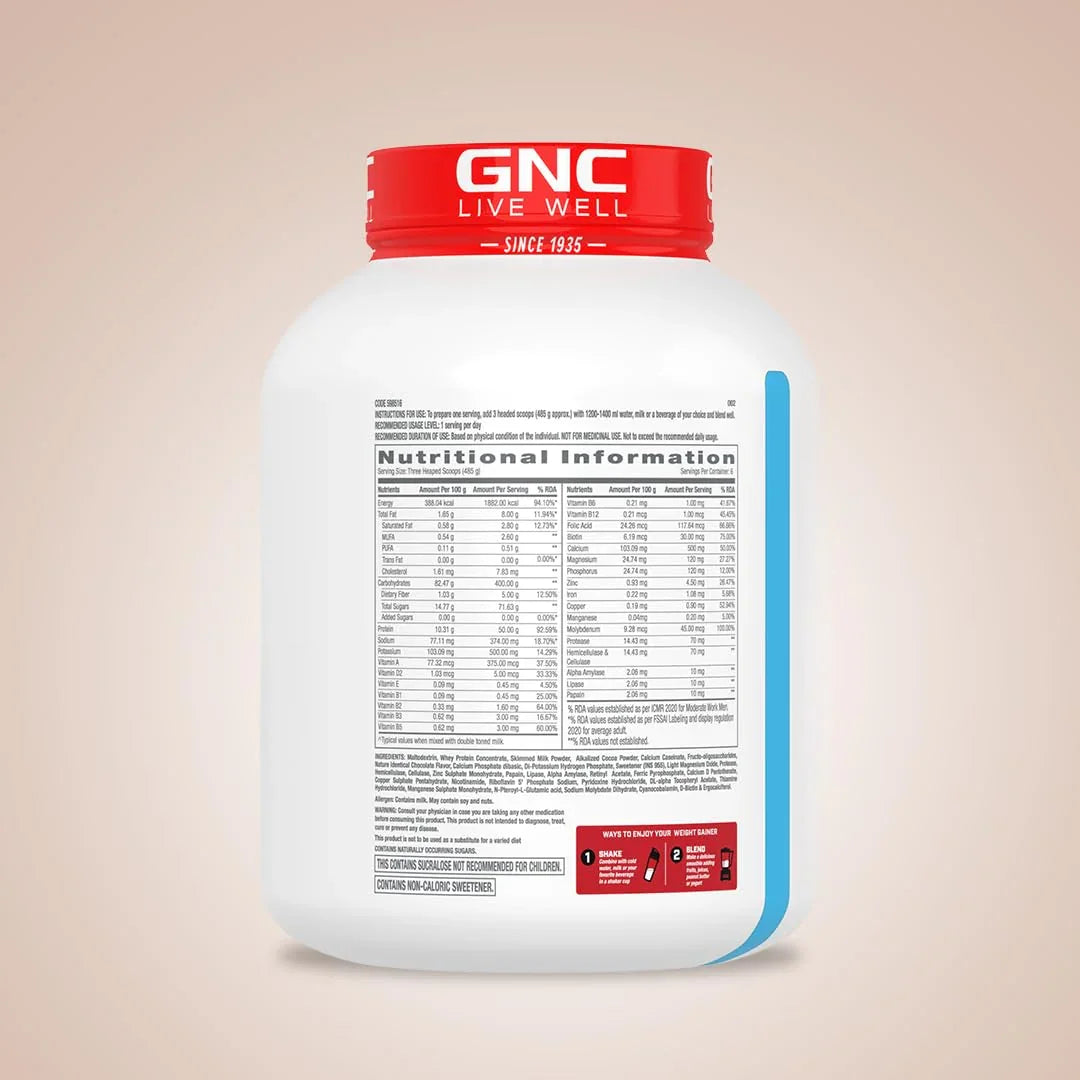 GNC Pro Performance Weight Gainer 3 Kg + Nutristar Micronized CREA Gold Creatine Monohydrate 250g (83 Servings) - Mass & Strength Bulking Combo