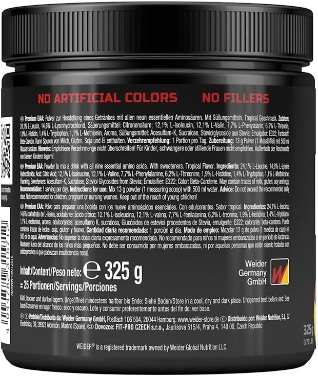 Weider Premium EAA Supplement 325g | Essential Amino Acid Formula