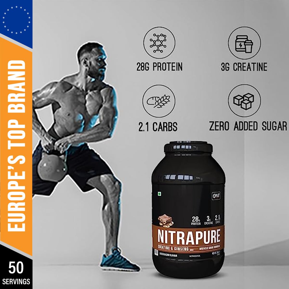 QNT Nitrapure Whey Protein Added Creatine & Ginseng - 1 kg