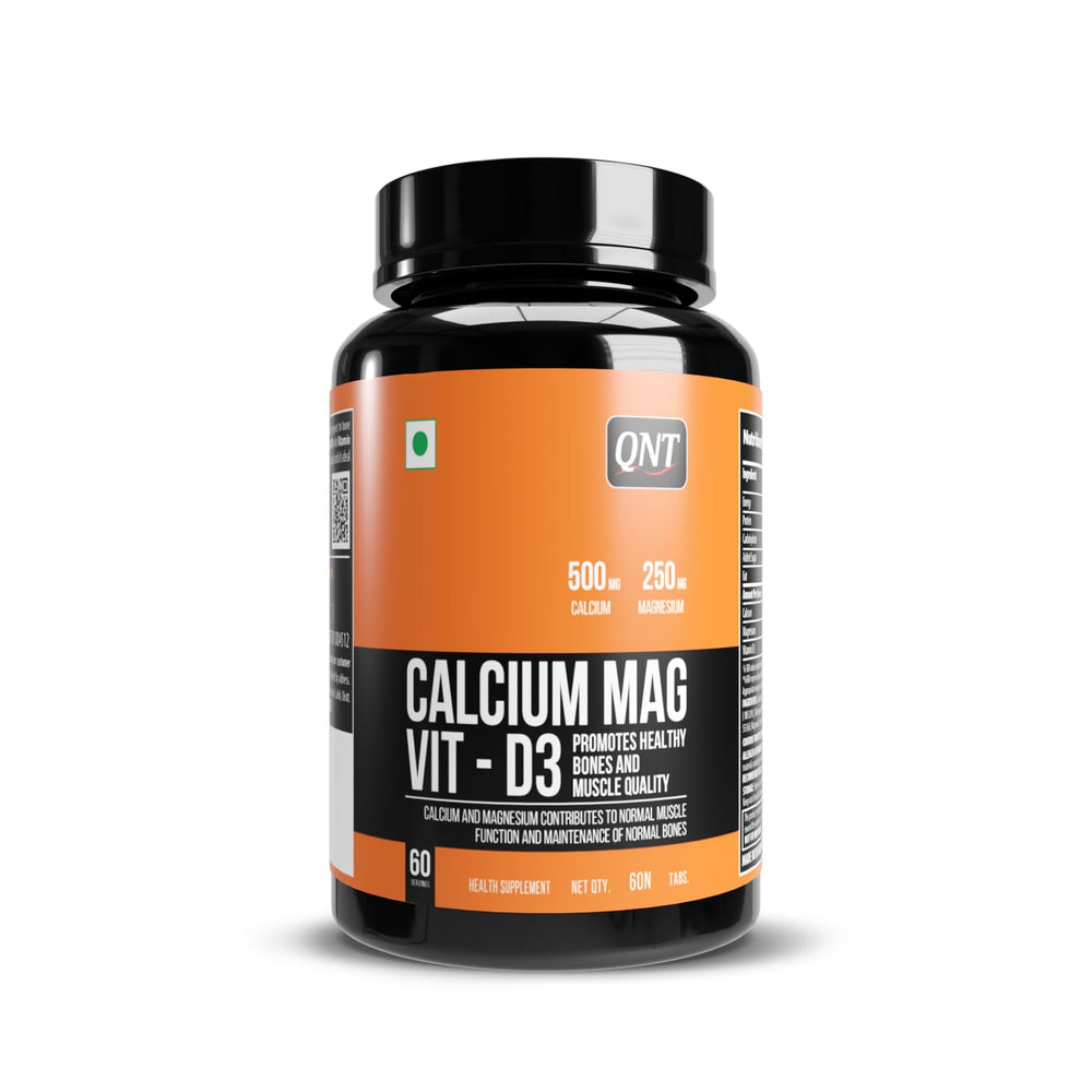 QNT Calcium Mag Vit - D3 | 500mg Calcium, 250mg Magnesium & 400IU Vitamin D3 | Healthy Bones & Muscle Quality | 60 Capsules