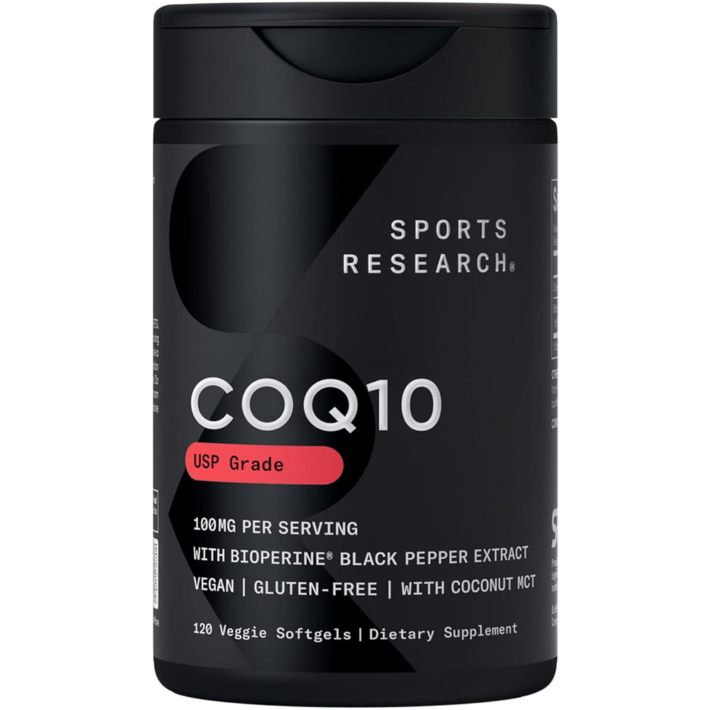 Sports Research COQ10 100mg with Coconut Oil & BioPerine | 120 Veggie Softgels