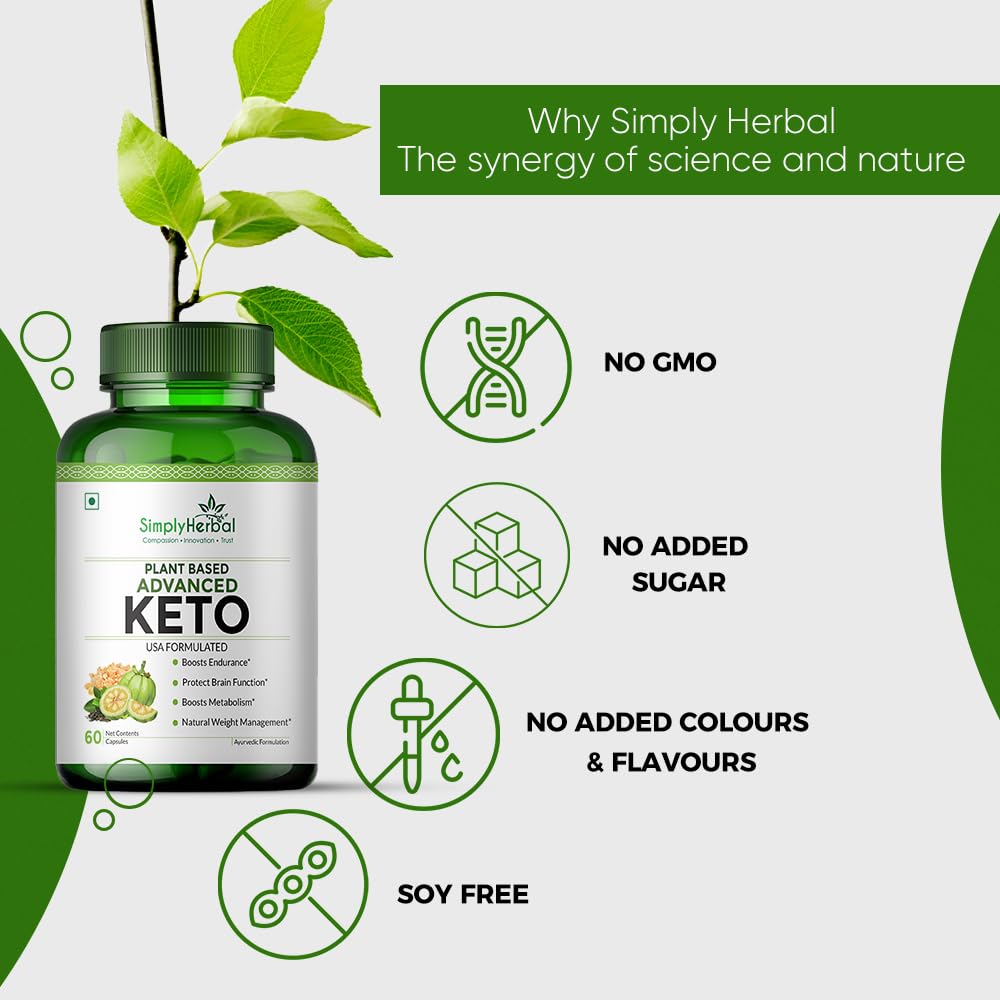 Simply Herbal Advanced Keto 1000mg | Green Tea, Coffee & Garcinia Cambogia | 60 Capsules