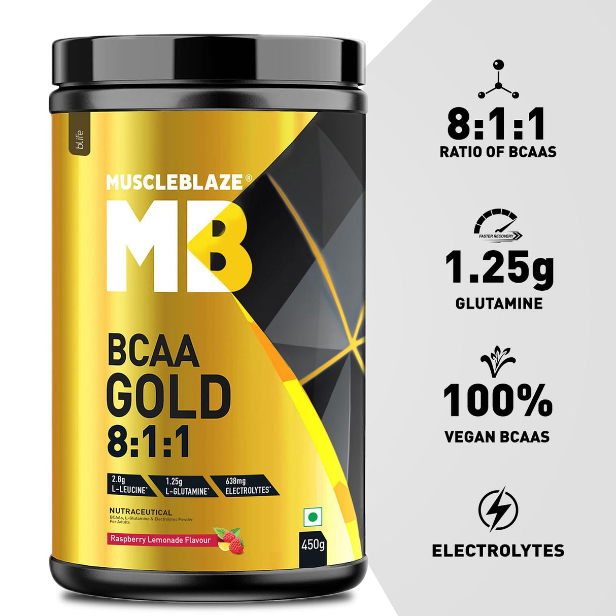 MuscleBlaze BCAA Gold 8 : 1 : 1 450 Gms