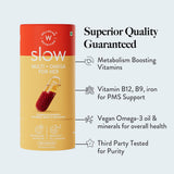 Wellbeing Nutrition Slow Multi+Omega for Her | Skin Radiance, Energy, Metabolism, PMS | 60 Veg Capsules