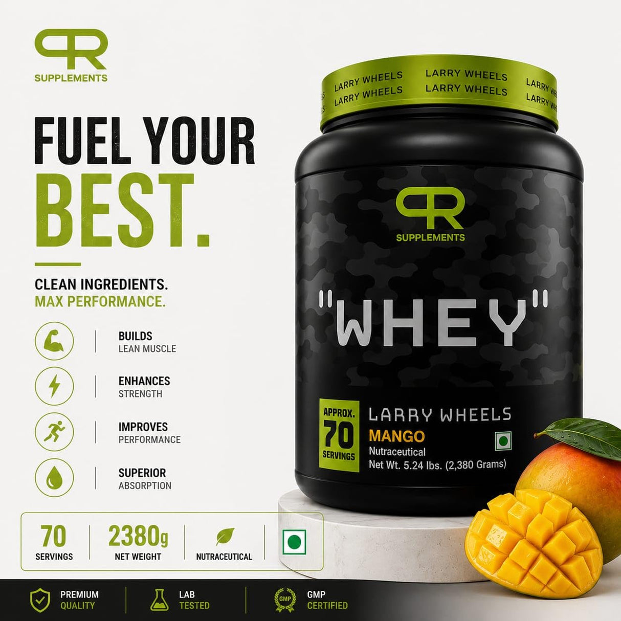PR Supplements Larry Wheels Whey Protein Powder 2.38kg | Whey Protein Supplement