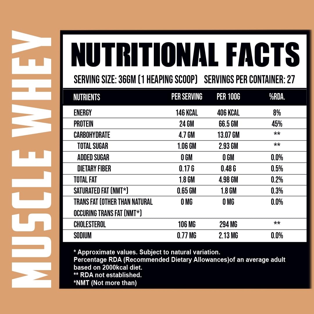 Ripped Up Nutrition Muscle Whey | 24g Protein, Low Carb Formula | 1 Kg, 27 Servings