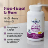 Nordic Naturals Omega Woman | 500mg Omega-3 Fish Oil & GLA | 800mg Evening Primrose Oil | 120 Softgels