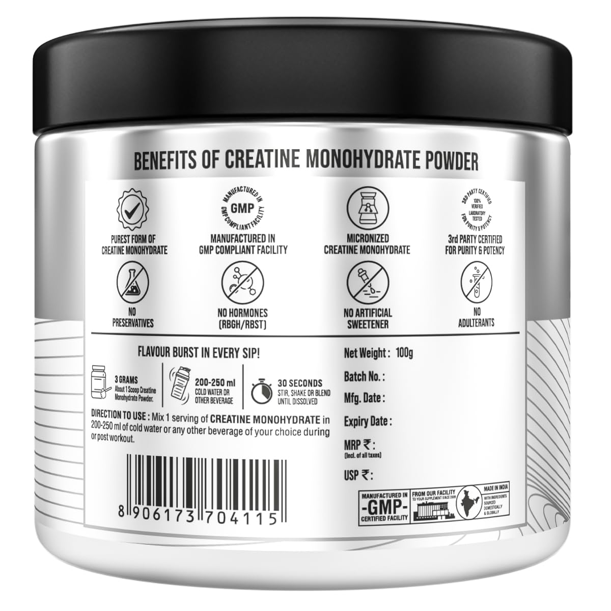 Big Muscles Nutrition Benchmark Series Creatine Monohydrate 100g | 33 Servings