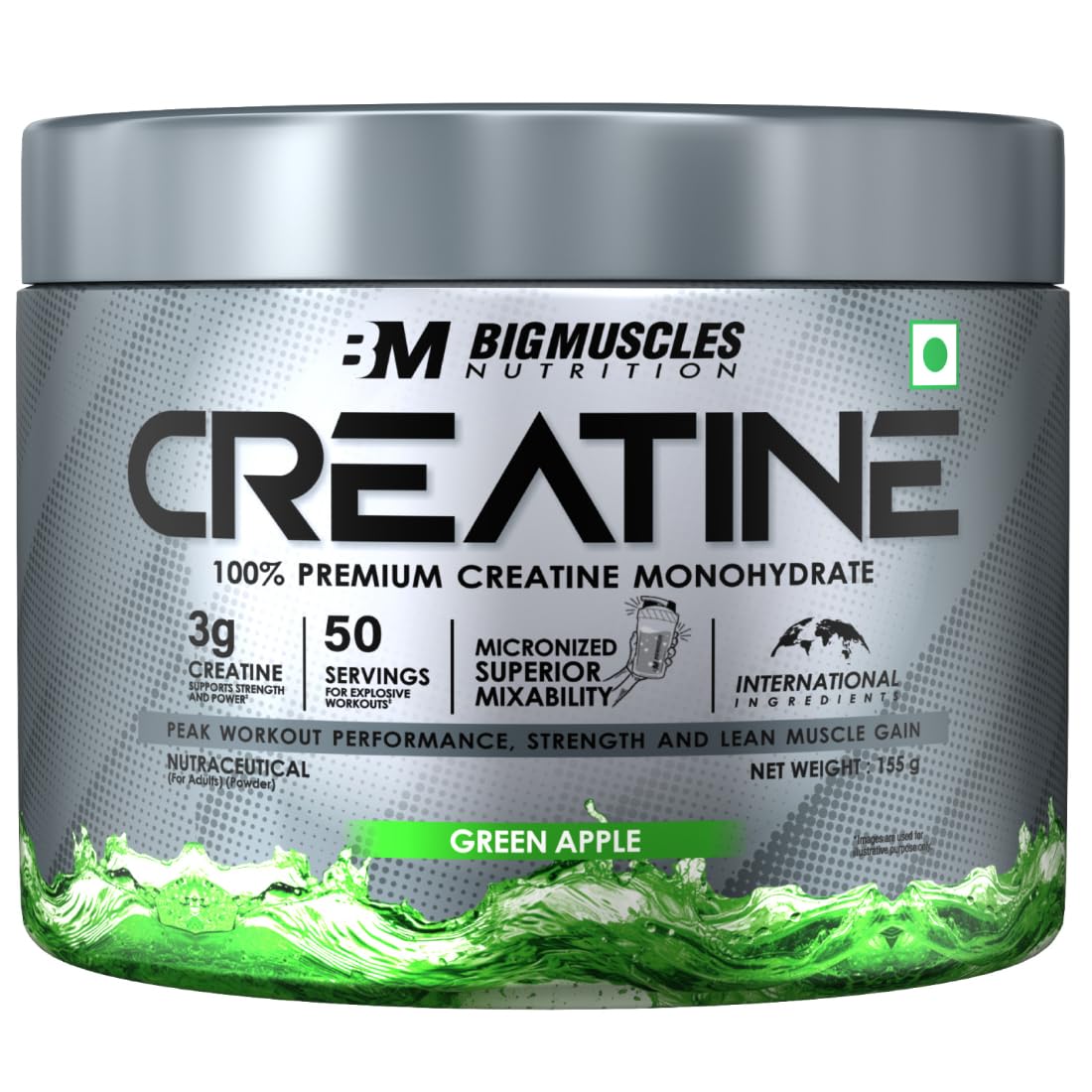 Big Muscles Nutrition Micronised Creatine Monohydrate Powder 155g - 50 Servings