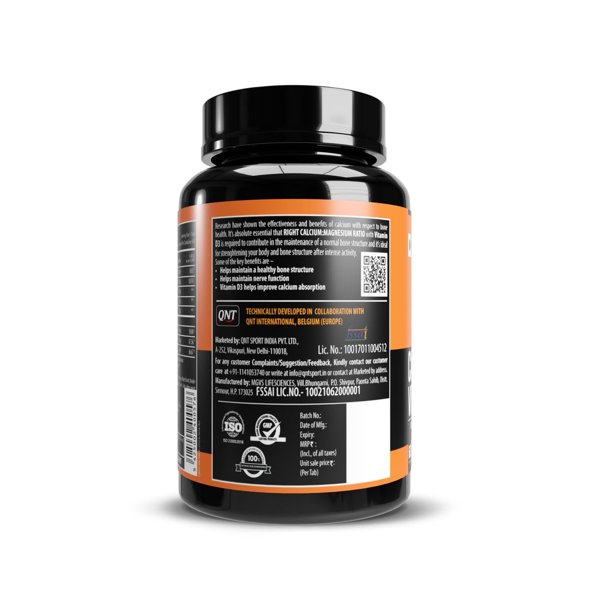 QNT Calcium Mag Vit - D3 | 500mg Calcium, 250mg Magnesium & 400IU Vitamin D3 | Healthy Bones & Muscle Quality | 60 Capsules