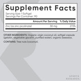 Sports Research Zinc Picolinate High Potency 30mg | 90 Liquid Softgels
