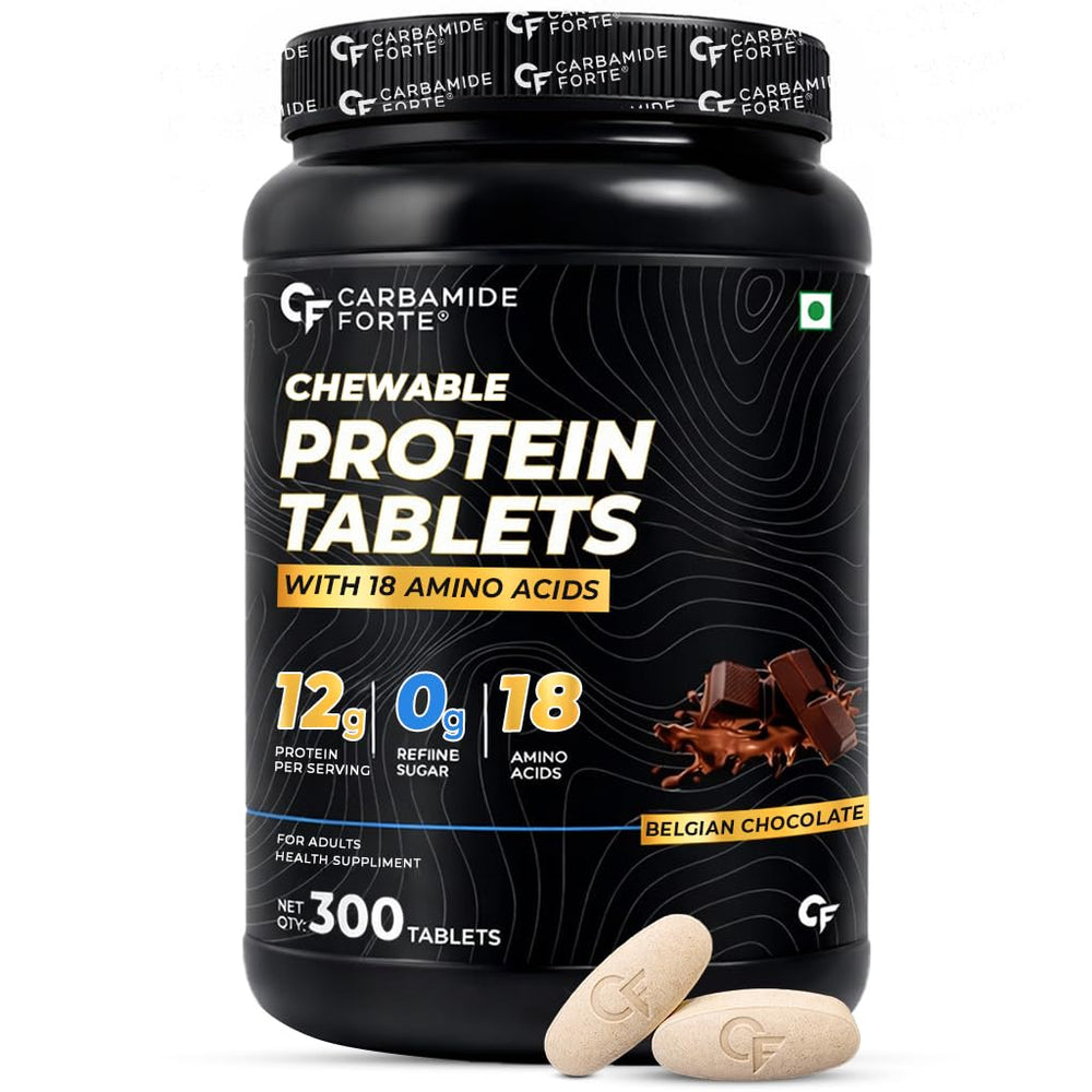 Carbamide Forte Chewable Protein Tablets | 12g Whey Protein | On-the-Go Protein Supplement | 300 Tablets