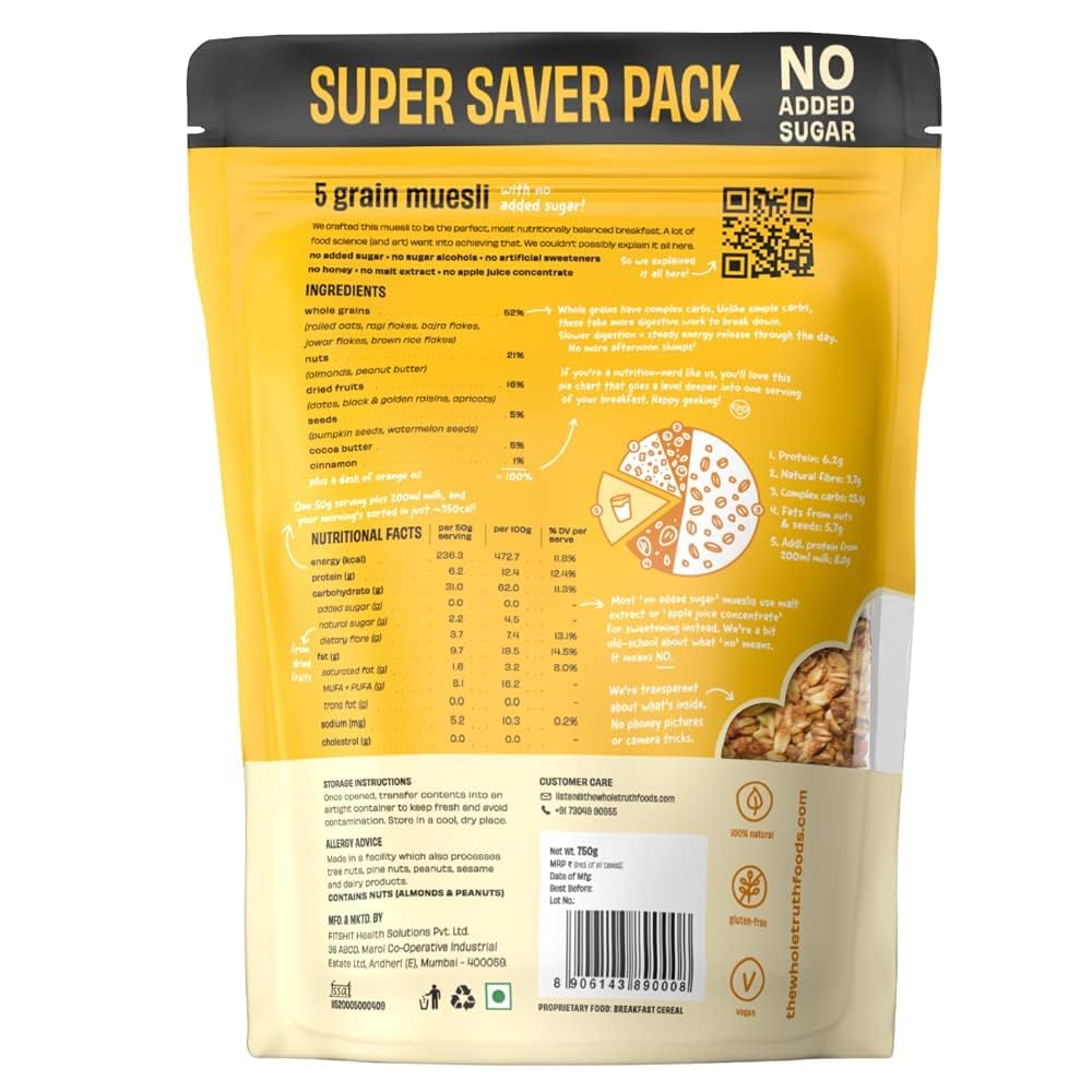 The Whole Truth Crunchy Supersaver Breakfast Muesli - 750g
