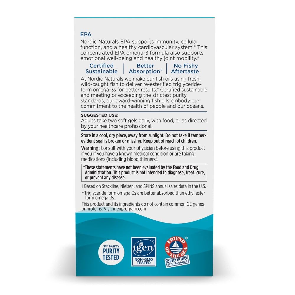 Nordic Naturals EPA | 1210mg Omega-3 Fish Oil | EPA & DHA | 60 Softgels