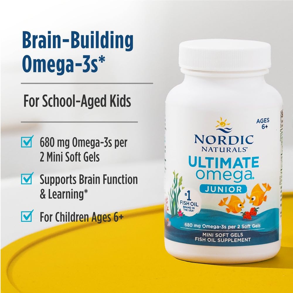 Nordic Naturals Ultimate Omega Junior Fish Oil 680mg | EPA & DHA | 90 Mini Chewable Softgels