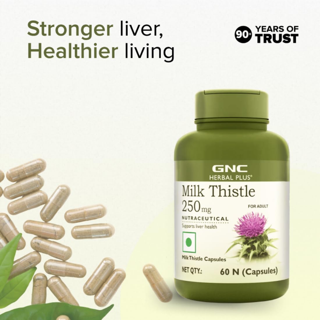 GNC Milk Thistle Herbal Plus - 60 Capsules