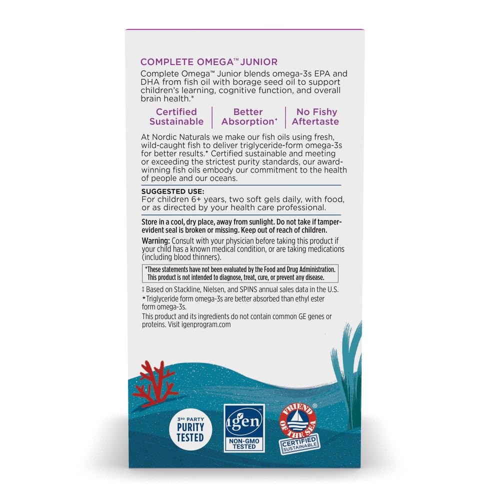 Nordic Naturals Complete Omega Junior | 283mg Omega-3 Fish Oil | EPA, DHA, GLA & OA | 90 Mini Softgels