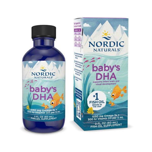 Nordic Naturals Baby's DHA | 1050mg Omega-3 Fish Oil | EPA & DHA | 300 IU Vitamin D3 | 2 Oz (60ml)