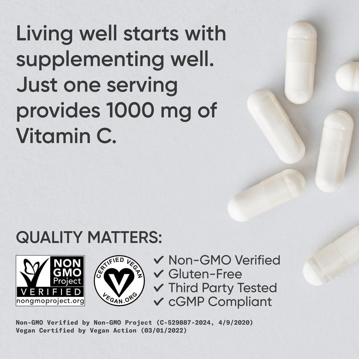 Sports Research Vitamin C 1000mg (Ascorbic Acid) | 240 Veggie Capsules