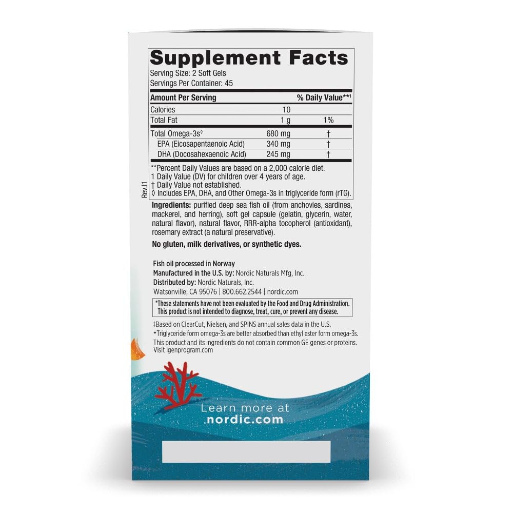 Nordic Naturals Ultimate Omega Junior Fish Oil 680mg | EPA & DHA | 90 Mini Chewable Softgels