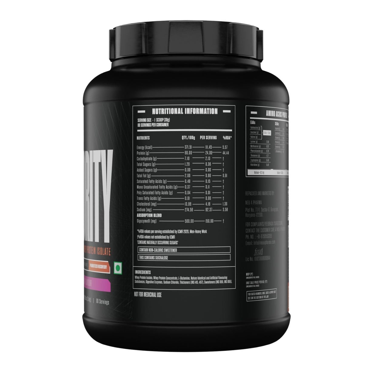 Exalt Supps Priority Whey Protein Isolate | 24g Protein | 5.5g BCAAs & DigeZyme | 2.4 kg
