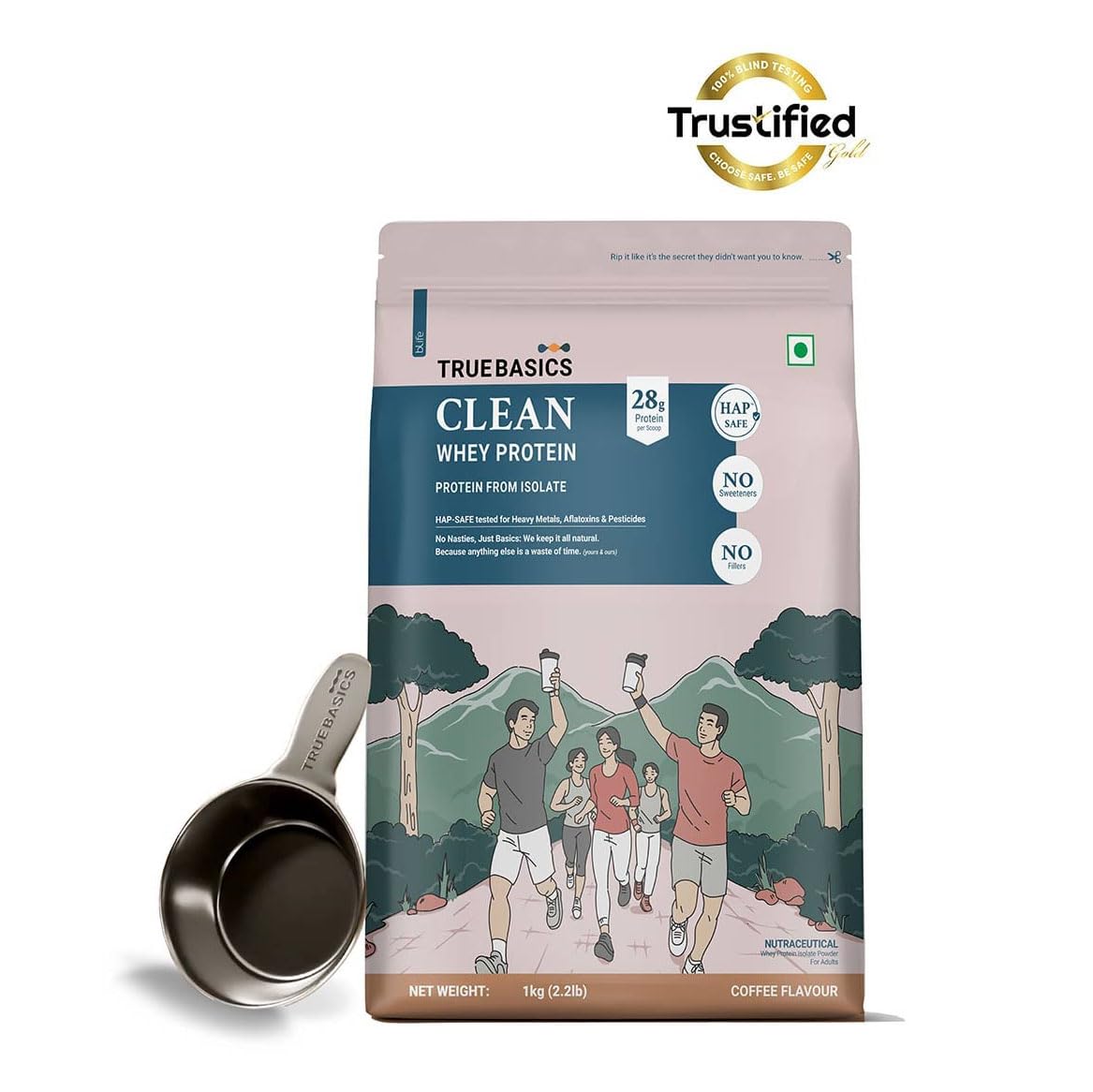 TrueBasics Clean Whey 100% Protein Isolate (1 Kg) | 28g Protein per Scoop
