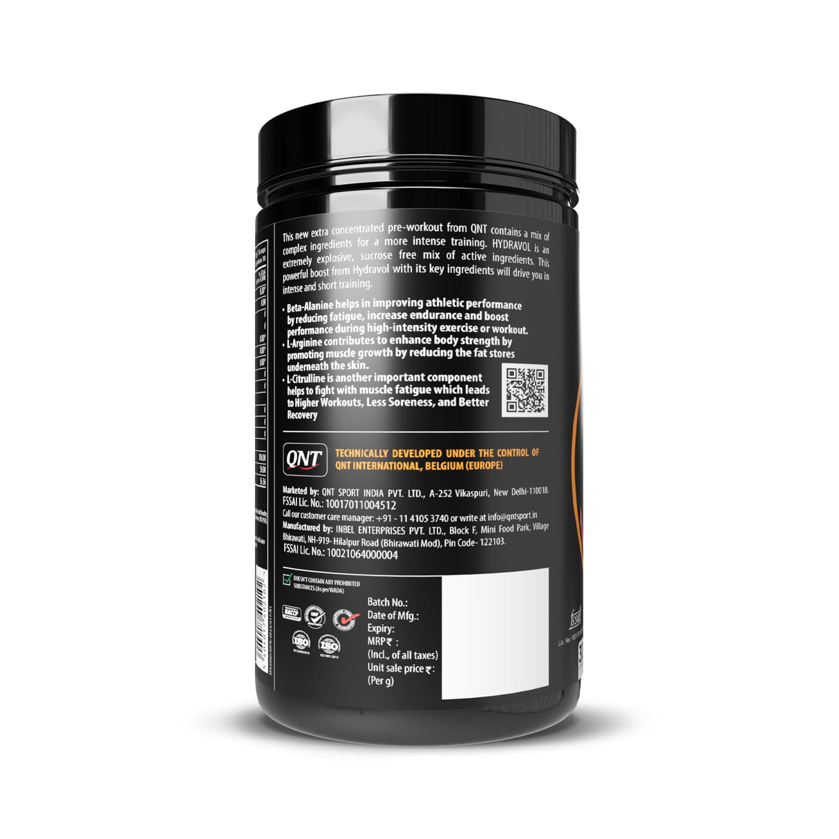 QNT Hydravol Pre-Workout Formula | Beta-Alanine, Caffeine | Energy Boost, Focus & Muscle Strength | 400g, 30 Servings