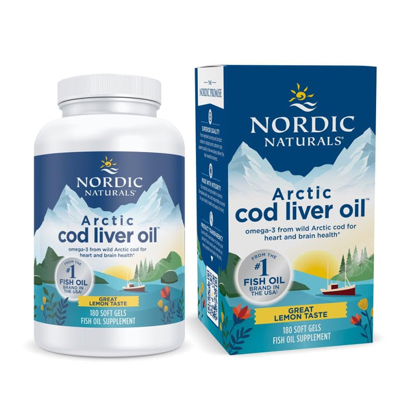 Nordic Naturals Arctic Cod Liver Oil | 750mg Omega-3 Fish Oil | EPA & DHA | 180 Softgels | 313g