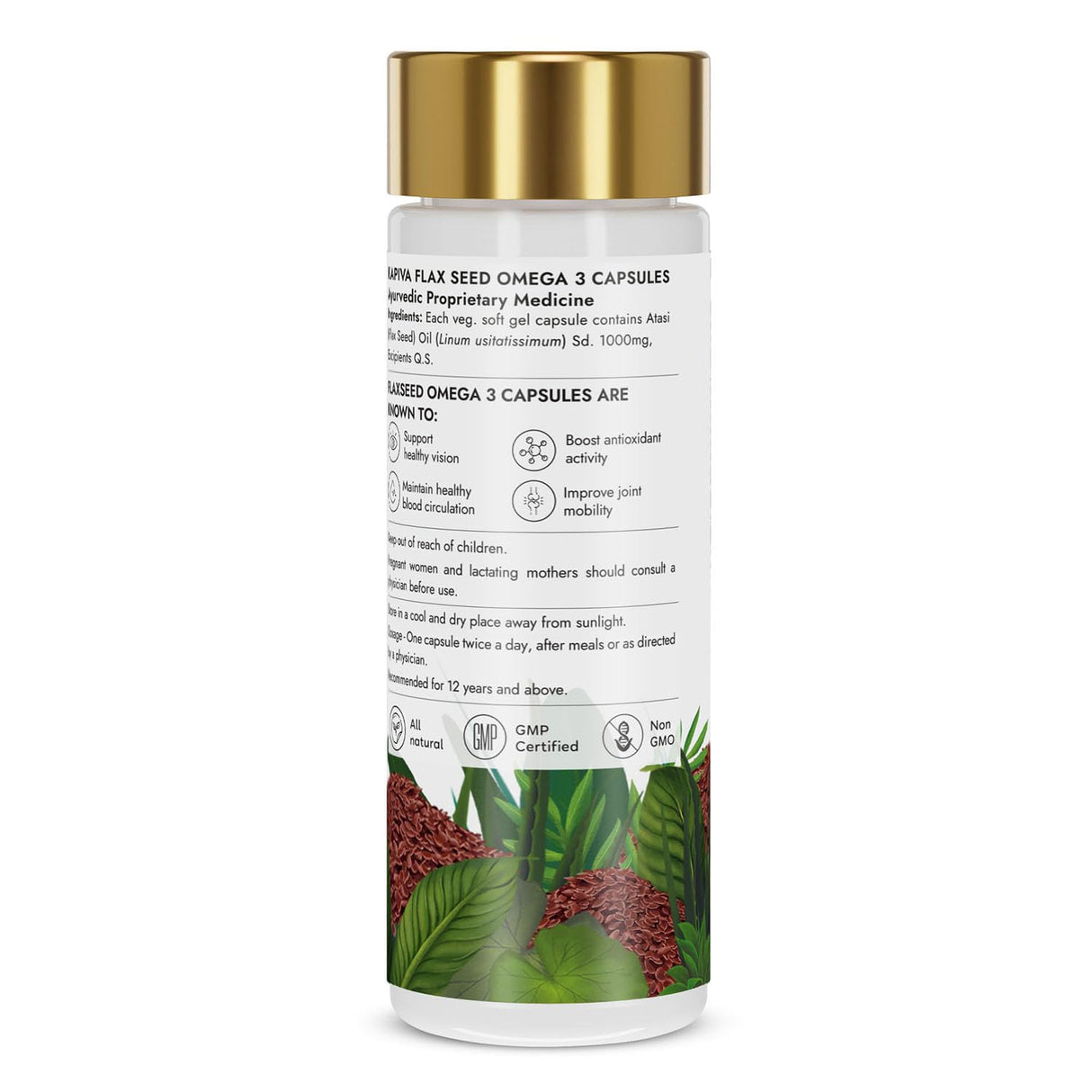 Kapiva Ayur Foods Flaxseed Omega 3 Capsules - 30 Servings