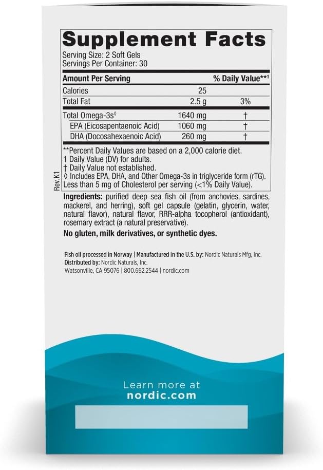 Nordic Naturals EPA Xtra | 1640mg High-EPA Omega-3 Fish Oil | 60 Softgels