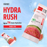GNC HydraRush Advanced Hypotonic Hydration Formula | 13 Electrolytes, Vitamins & Himalayan Pink Salt | 135 gm | 15 Sachets