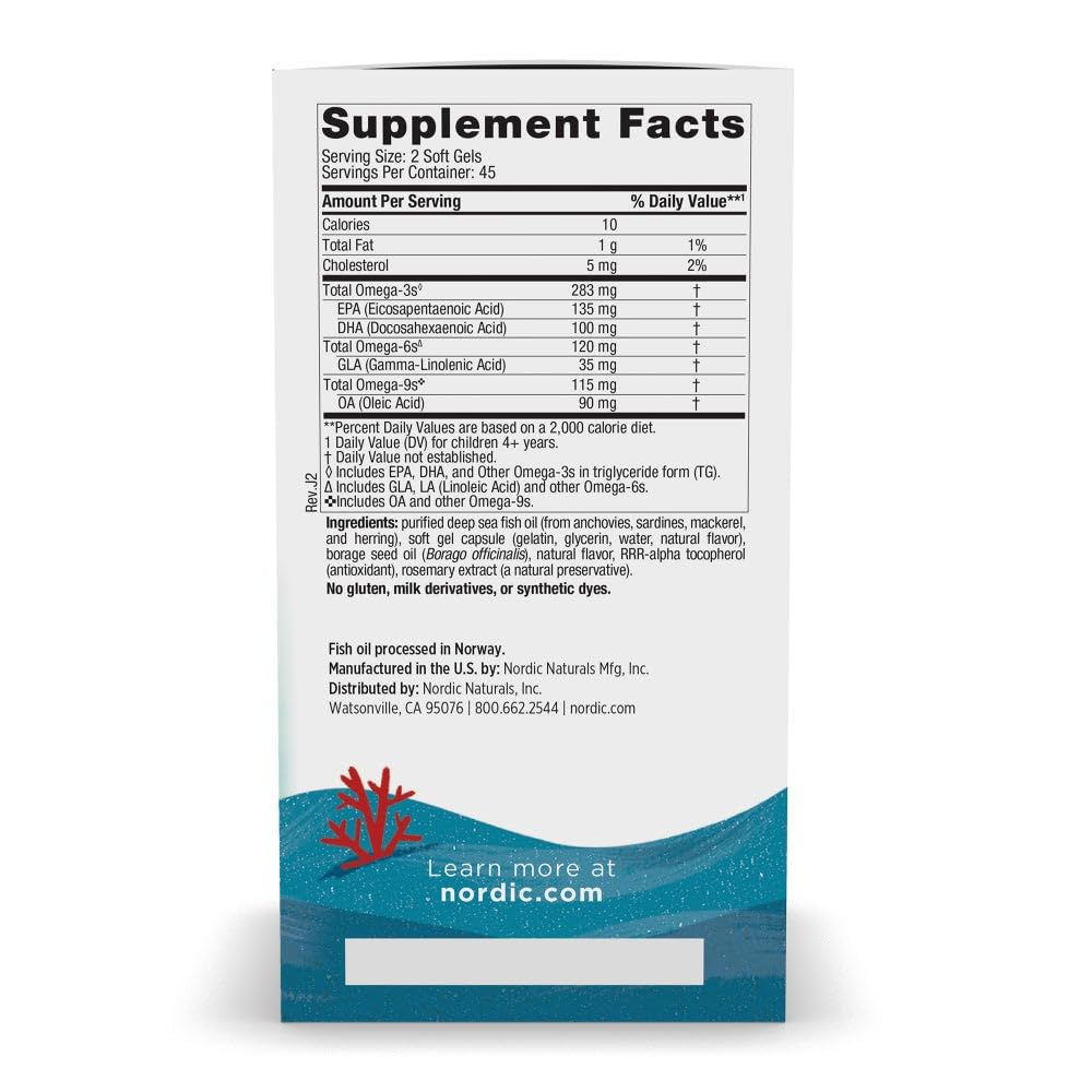 Nordic Naturals Complete Omega Junior | 283mg Omega-3 Fish Oil | EPA, DHA, GLA & OA | 90 Mini Softgels
